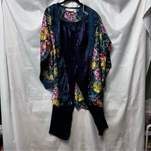 Victoria's Secret Floral Pajama Set - Blue and Multicolor